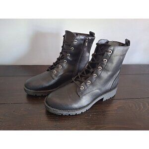 Sun + Stone Frankiee Black Lace-Up Lug Combat Booties/NWOB, Sz. 5M